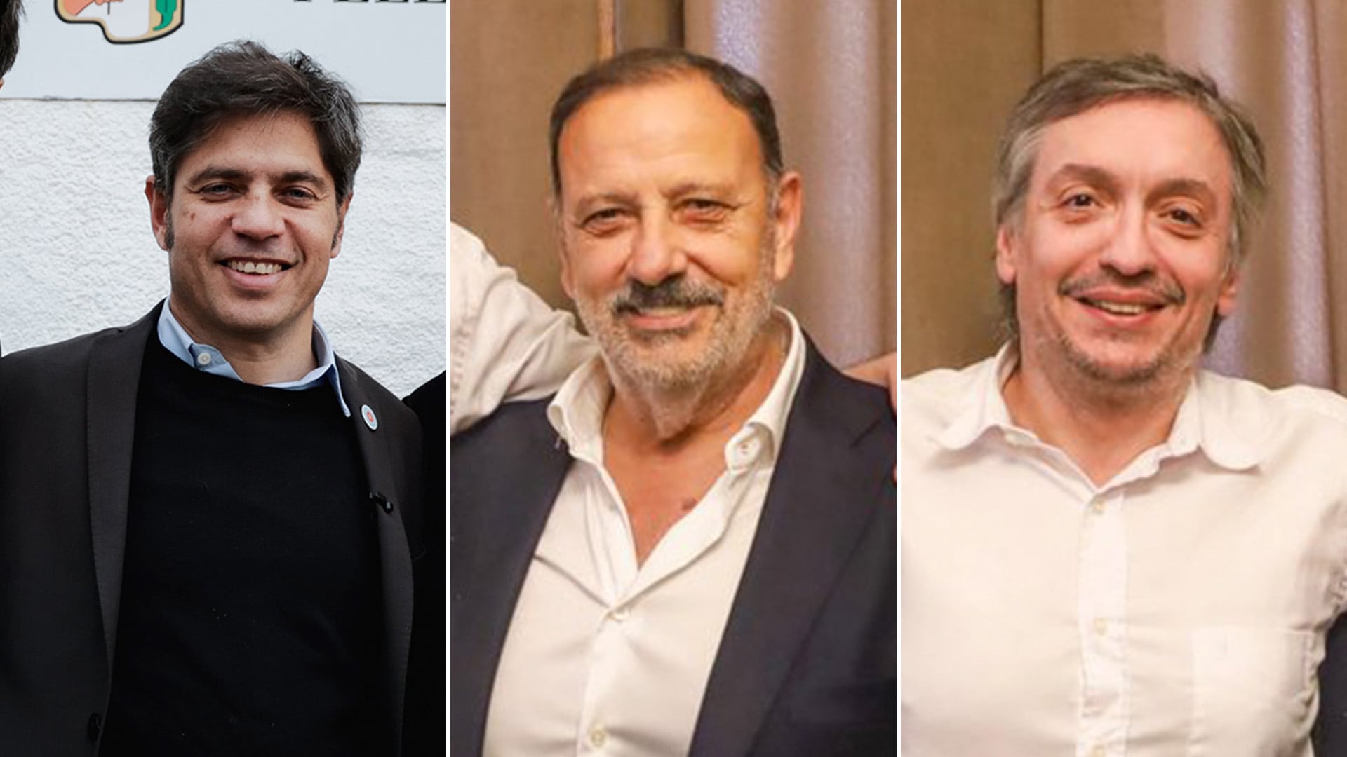 Axel Kicillof, Ricardo Quintela y Maximo Kirchner