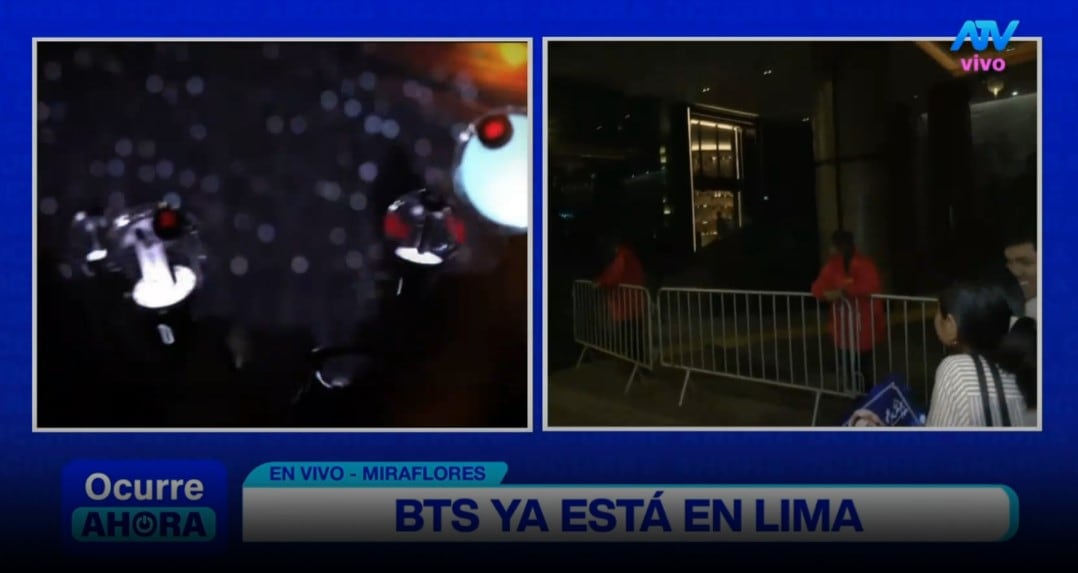 BTS en Lima: ARMY toma los alrededores del hotel y espera con emoción la salida del grupo. Captura: ATV Noticias.