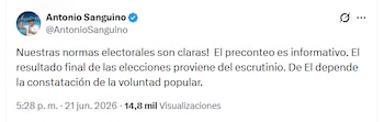 El ministro del Trabajo se refirió a los resultados de la segunda vuelta - crédito @AntonioSanguino/X