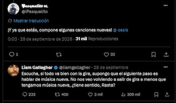 Liam Gallagher respondió a un fan que hay probabilidad de lanzar nuevas canciones con Oasis. (X)