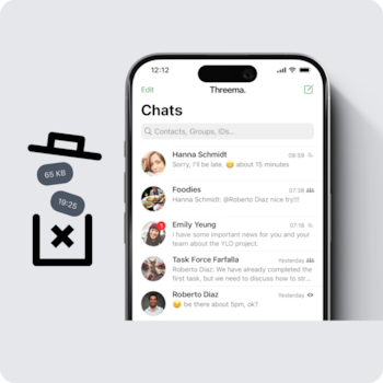 La app funciona sin número telefónico ni correos electrónicos. (Threema)