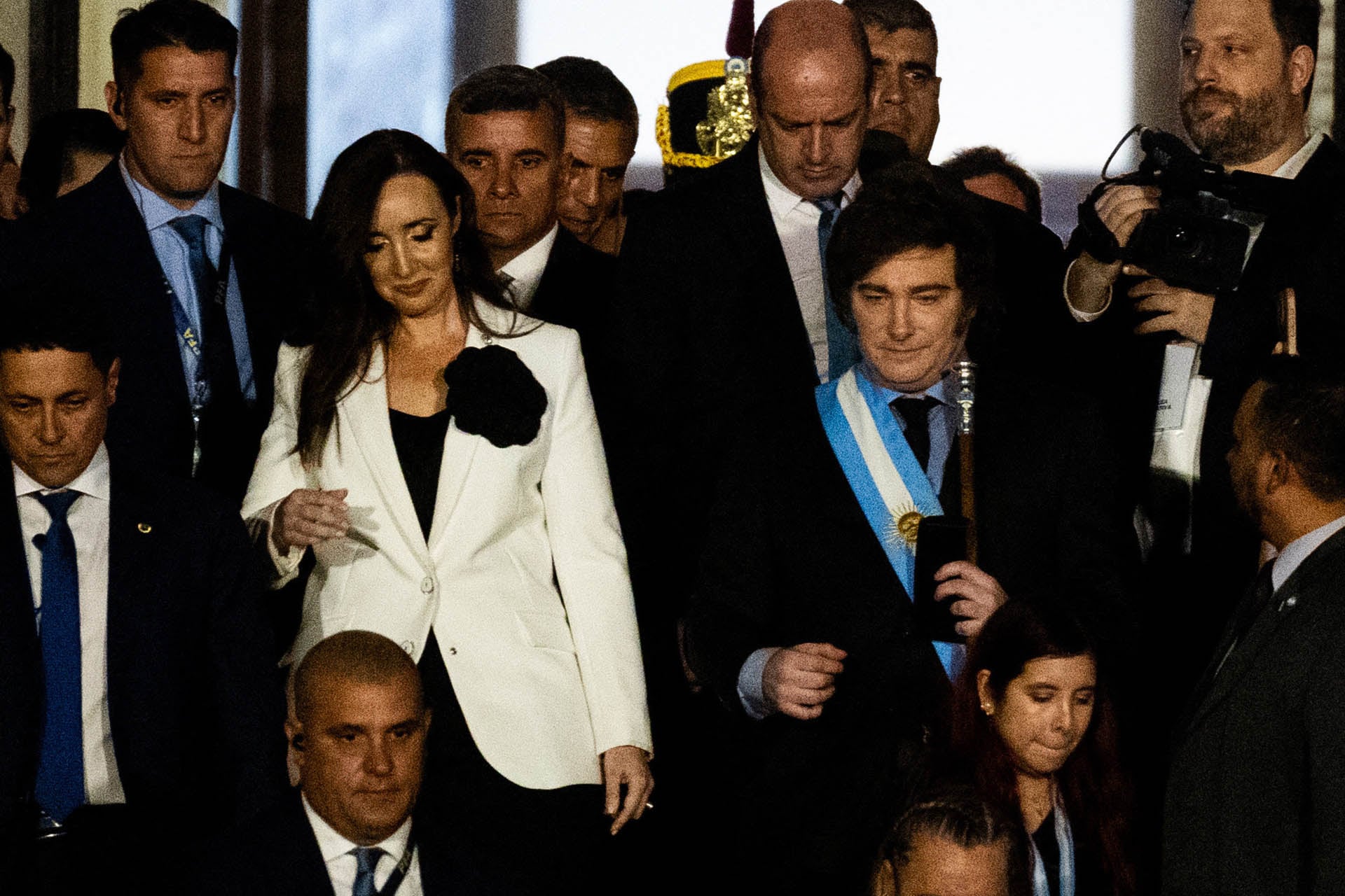 El presidente Javier Milei junto a la vice Victoria Villarruel (TOMAS CUESTA / AFP)