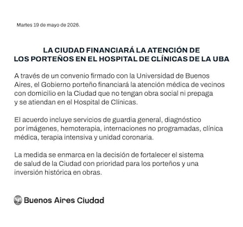 El comunicado emitido por el Gobierno porteño