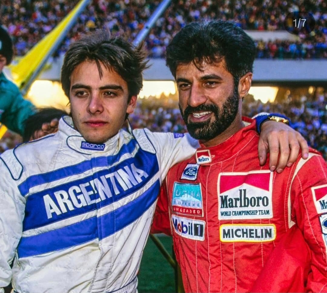 Ben Sulayem, junto al recordado Carlos Saúl Menen Jr. en una de las ediciones del Rally de Argentina a principios de los años '90 (@mohammed.ben.sulayem)