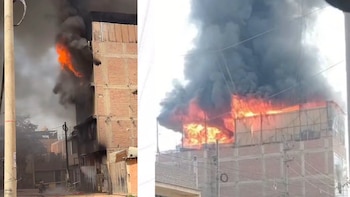 Incendio en Comas: Bomberos intentan apagar fuego en casa de cinco pisos en Trapiche