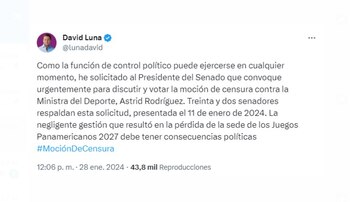El senador David Luna pidió