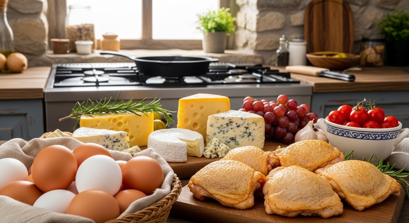 Huevos, muslos de pollos y quesos son algunas de las principales fuentes de vitamina K2, una forma que se absorbe mejor y permanece más tiempo en el organismo (Imagen Ilustrativa Infobae)