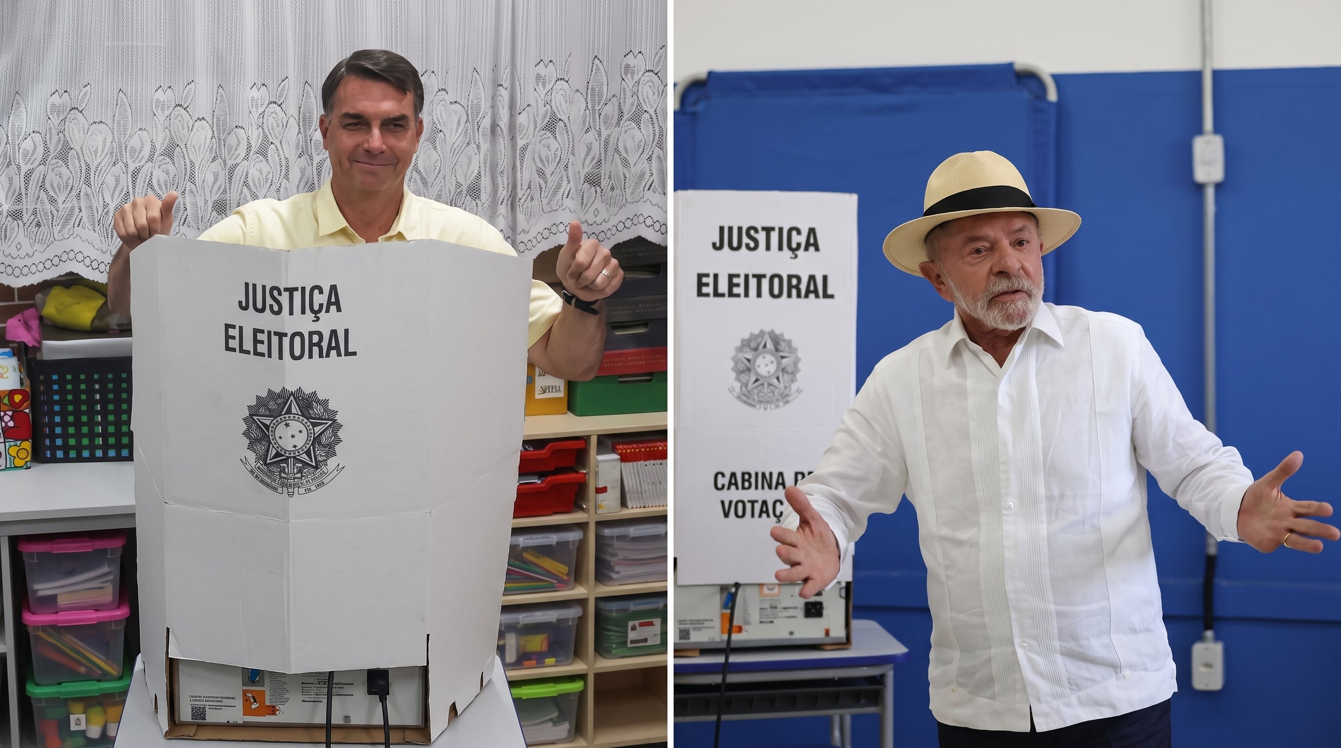 Flávio Bolsonaro y Luiz Inácio Lula da Silva acudieron a las urnas durante el proceso electoral monitoreado por las principales encuestadoras de Brasil - crédito Composición fotografica Reuters