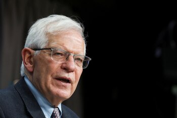 High Representative of the European Union for Foreign Affairs and Security Policy Josep Borrell attends a news conference after Russia's invasion of Ukraine, in Brussels, Belgium, February 28, 2022. REUTERS/Yves Herman