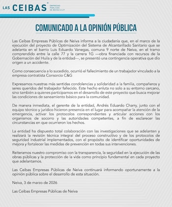 Comunicado oficial tras el accidente