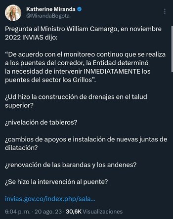 La congresista hizo cinco cuestionamientos