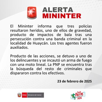 Comunicado del Ministerio del Interior.