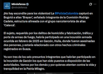 Ministerio de Defensa - crédito @mindefensa/X