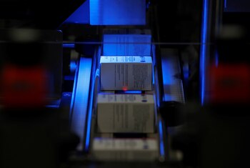 A view shows boxes during