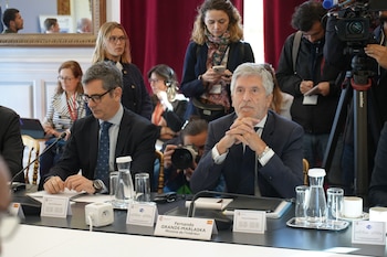 Fernando Grande-Marlaska y Félix Bolaños en la Coalición Europea contra el Crimen Organizado en París (Ministerio del Interior)