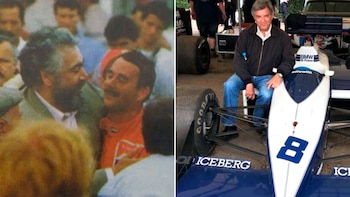Scalabroni abraza a Nigel Mansell