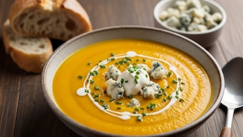 Receta de sopa de calabaza y roquefort, rápida y fácil
