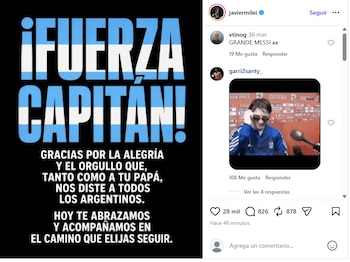 El mensaje de apoyo de Javier Milei a Lionel Messi por el fallecimiento de Jorge