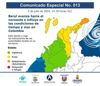Beryl avanza hacia el noroeste