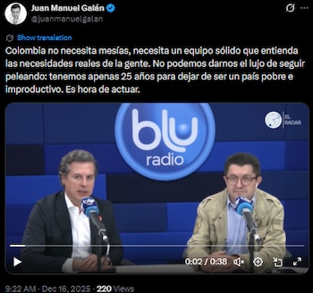 Juan Manuel Galán afirmó que