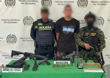 Tras el atentado contra el empresario Raúl Montes, el menor de edad fue capturado por el Gaula junto a dos complices - crédito Policía Departamento Atlántico