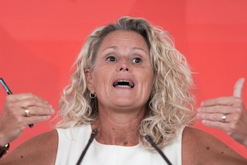 14/09/2026 La portavoz de la Ejecutiva Federal del PSOE, Montse Mínguez, durante una rueda de prensa, en la sede del PSOE, a 14 de septiembre de 226, en Madrid (España).
POLITICA
Diego Radamés - Europa Press
