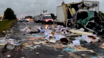 Chocaron dos camiones en la