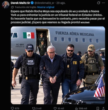 La pieza circula en redes con un montaje que lo presenta bajo custodia de la DEA, el FBI y el HSI, junto con un texto que pide su envío a Nueva York