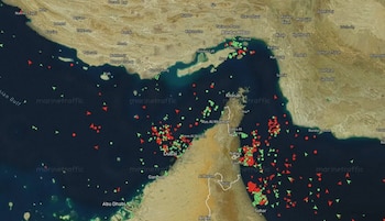El trafico en el estrecho de Ormuz este 24 de agosto de 2026, según Marine Traffic (Captura de Reuters)