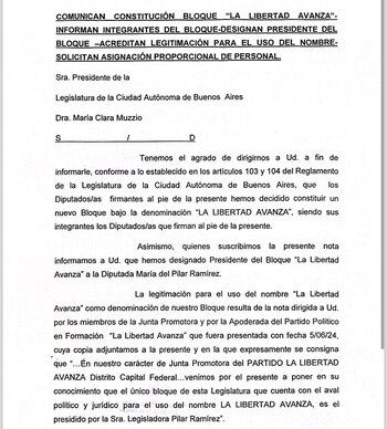 La nota que anuncia la