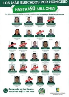 La difusión de identidades y rostros de los 27 delincuentes más buscados impulsó la colaboración ciudadana en el departamento - crédito Policía Antioquia
