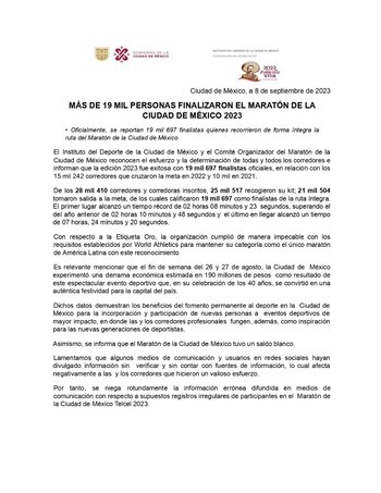El Indeporte negó descalificación de más de 11 mil corredores durante el Maratón CDMX.