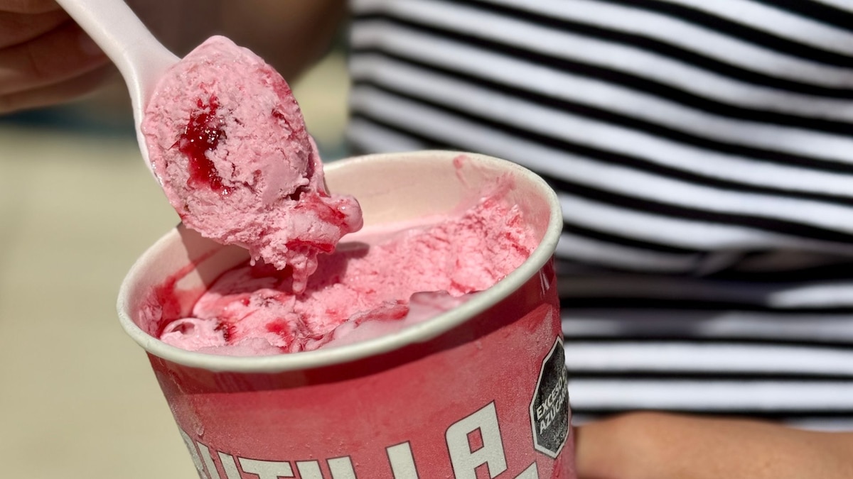 Cucurros de helado en distintos sabores sobre mostrador