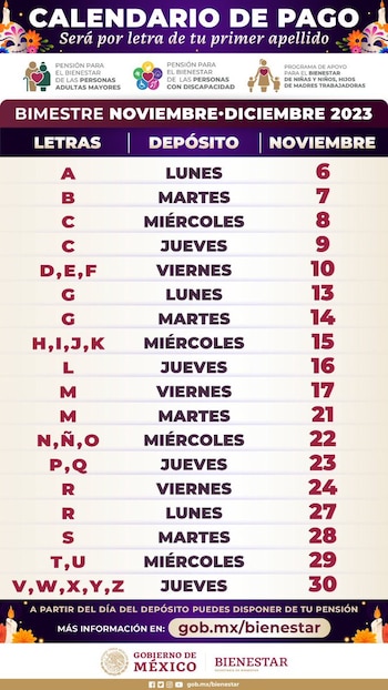 Calendario de pago para el