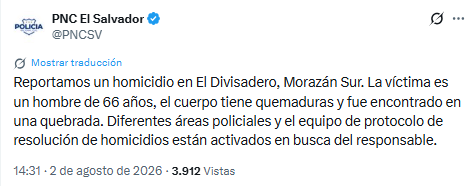 El cuerpo con quemaduras apareció en una quebrada de difícil acceso y activó un operativo de la Policía Nacional Civil. (Cortesía: Policía Nacional Civil)