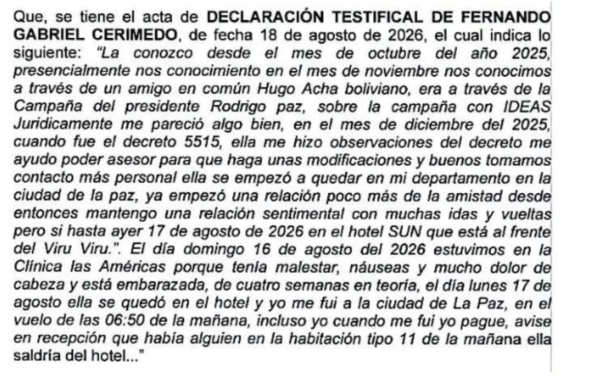 Se conoció la declaración de Fernando Cerimedo ante la Fiscalía de Bolivia tras ser imputado por tentativa de feminicidio