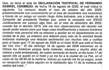 Se conoció la declaración de Fernando Cerimedo ante la Fiscalía de Bolivia tras ser imputado por tentativa de feminicidio