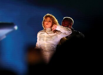 Colombian singer Shakira performs during