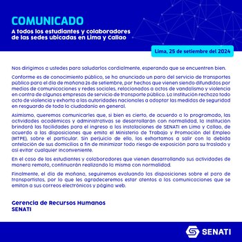 Comunicado Senati.