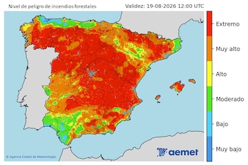 Mapa del riesgo de incendio. (Aemet)