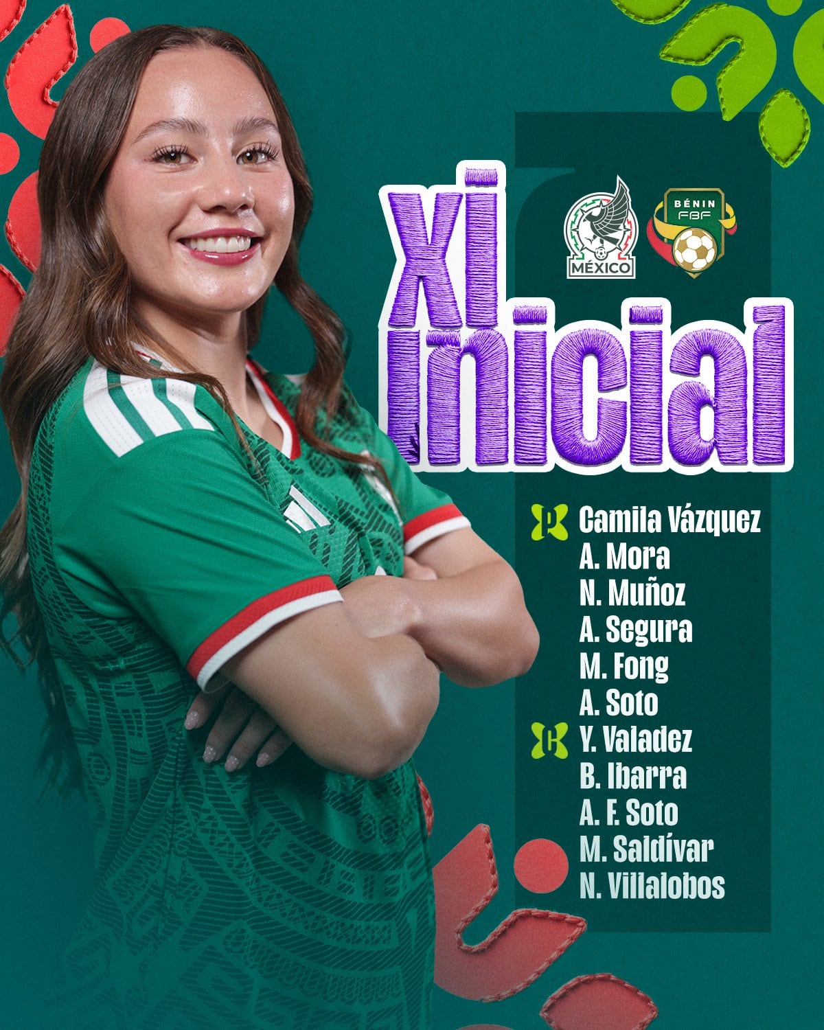 Alineación de México en su primer partido. (TW Selección Mexicana Femenil)
