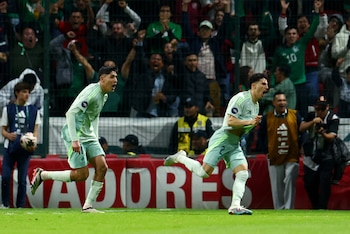 Soccer Football - CONCACAF Nations League - Quarter Final - Second Leg - Mexico v Honduras - Estadio Nemesio Diez, Toluca, Mexico - November 19, 2024 Mexico's Jorge Sanchez celebrates scoring their third goal REUTERS/Raquel Cunha