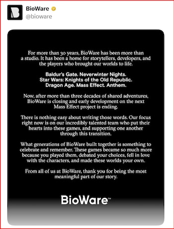 Electronic Arts - BioWare - Mass Effect - empleos - tecnología - 21 de septiembre