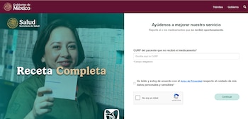 Derechohabientes podrán reportar medicamentos no surtidos en línea (https://recetacompleta.gob.mx/login)