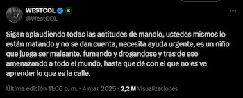 Westcol le recriminó a Manolo,