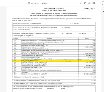 Todos los gastos operativos y administrativos de la campaña de Cepeda suman 75 millones de pesos, utilizados únicamente para honorarios profesionales y estrategias digitales - crédito @SebastianNohra/X