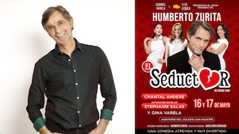 Humberto Zurita y póster de la obra 'El Seductor'