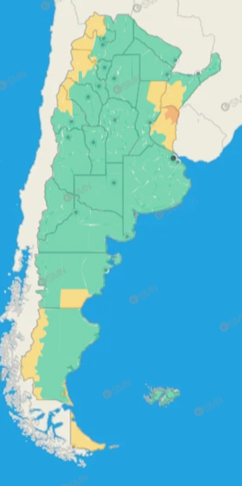 Alerta por nevadas en la zona cordillerana, vientos en el sur y tormentas al norte (SMN)