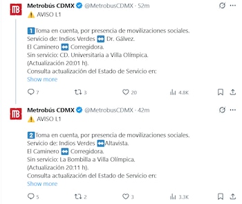 Sin servicio en tramo de