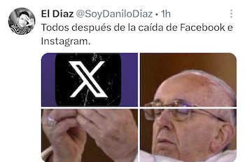 Captura de un tuit con el logo de X y un collage de tres imágenes del Papa Francisco, mostrando una expresión seria y las manos juntas